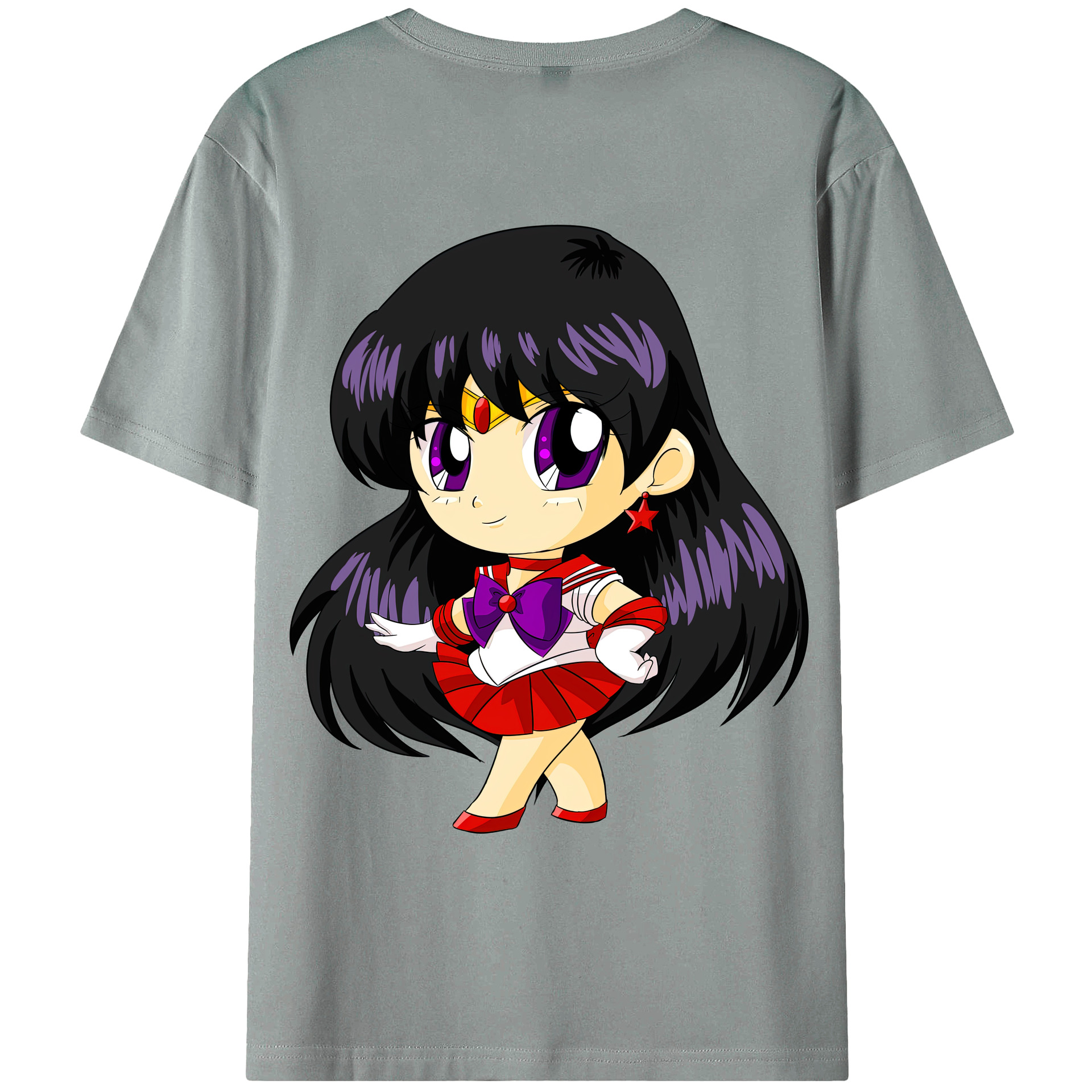 （画像用） 美少女戦士セーラームーン 火野レイ ひの レイ Sailor Moon Hino Rei （セーラーマーズ,Sailor Mars） 綿100％ メンズ半袖Tシャツ（バックプリント） 通気性